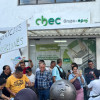 La manifestación frente a la sede de la Chec en La Dorada inició el miércoles a las 9:00 a.m.