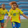 Gabriela Rodriguez de Colombia celebra un gol este viernes