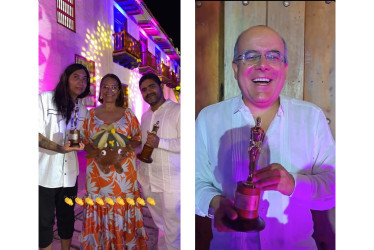 Juan Felipe Uribe (izquierda en la primera foto) y Ricardo Orrego fueron unos de los ganadores en la edición 39 de los premios de la televisión colombiana.