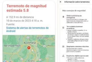 Alerta de terremoto Google en Colombia