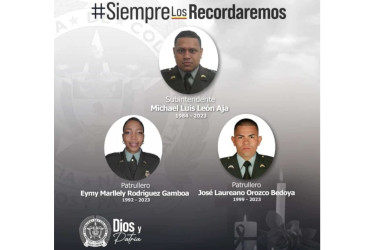 Las víctimas del ataque fueron el subintendente Michael Luis León, de 39 años; el patrullero Jorge Laureano Orozco, de 24, y la patrullera Eymy Marllely Rodríguez, de 31.