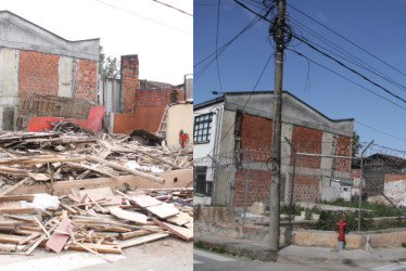 A la izquierda, la casa en escombros. A la derecha, el cerramiento del terreno con los escombros recogidos