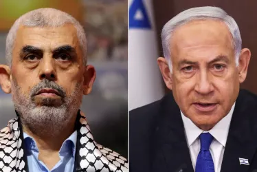 Yahya Sinwar (izquierda) y Benjamín Netanyahu (derecha)