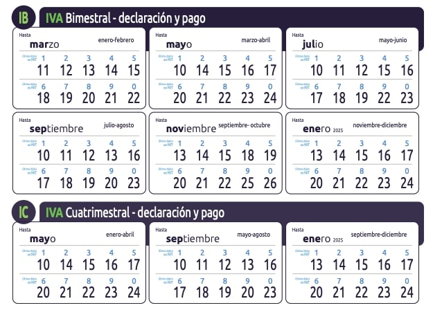 Calendario de pago de IVA