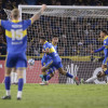 Un agónico gol de Alan Varela (centro) en el minuto 99 le dio la victoria a Boca Juniors sobre el cuadro matecaña.