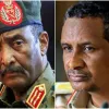 Abdel Fattah al Burhan, comandante de las Fuerzas Armadas de Sudán (FAS) y Mohamed Hamdan Dagalo "Hemedti", jefe de las Fuerzas de Apoyo Rápido (FAR)