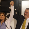 El presidente electo de Guatemala, Bernardo Arévalo, acompañado de la vicepresidenta Karin Herrera.