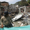 La estación de Policía en el corregimiento de Timba (Cauca) atacada por un carro bomba este miércoles. 