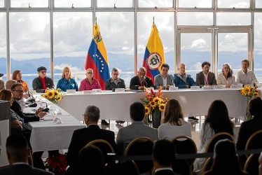 Fotografía del dialogo de Paz entre el gobierno de Colombia y el Eln el 21 de noviembre de 2022, en el hotel Humboldt ubicado en el parque nacional Waraira Repano (Avila), en Caracas (Venezuela).