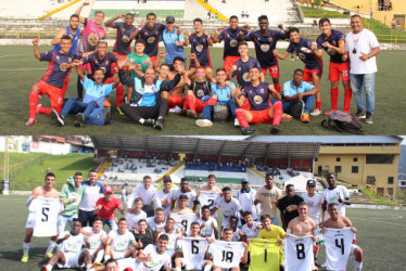 Once Caldas B (abajo) y La Fiera Gutiérrez son los finalistas de la Copa La Patria BetPlay.