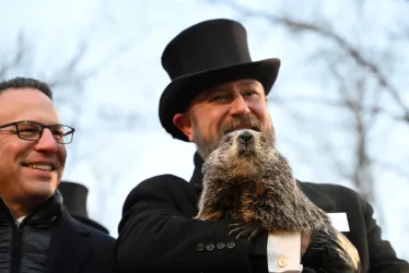 Phil, la famosa marmota de Punxsutawney, en Pensilvania, "pronosticó" este jueves lo que sucederá con el clima en Estados Unidos.