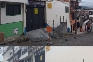 Comparativo del antes y después del muro en el andén al frente de la Iglesia Pentecostal Unida de Colombia. Residentes del sector denunciaron la invasión al espacio público. 