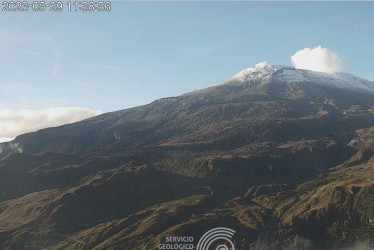 Así se observó el pasado 29 de mayo el Ruiz desde la cámara web de monitoreo ubicada en el Cerro Gualí.