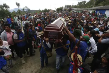 Funeral del líder indígena Fredy Campo Bomba, en la vereda Granadillo del municipio de Caldono, Cauca.