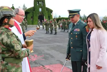 El teniente coronel Juan Gabriel Rojas, en la ceremonia de Transmisión de Mando como nuevo comandante del Batallón Ayacucho