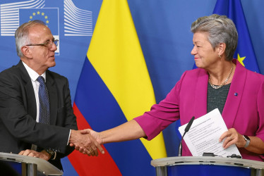 Iván Velásquez, ministro de Defensa de Colombia, se reunió con la comisaria europea de Interior, Ylva Johansson.