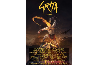 El póster oficial del Grita 2023 tiene como protagonista al dios del fuego, Volcano. Fue diseñado por el artista manizaleño Jaime Ospina.