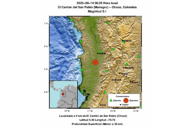 El boletín del Servicio Geológico Colombiano indica que el movimiento telúrico tuvo epicentro en El Cantón de San Pablo (Chocó) y una magnitud de 5,1.