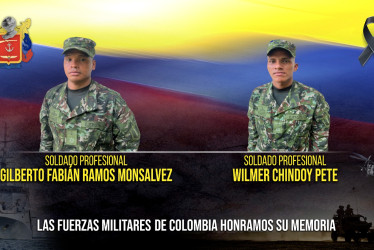 Los uniformados asesinados en Tierralta (Córdoba) fueron Wílmer Chindoy Pete y Gilberto Fabián Ramoz Monsalvez.
