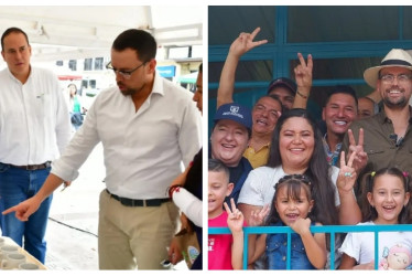 El gobernador de Caldas, Luis Carlos Velásquez, asistió a un evento en Chinchiná con el diputado Andrés Fernando Chaparro (izquierda) y a otro en Manizales con Óscar Alonso Vargas.