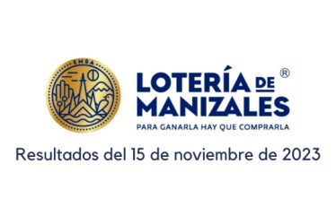 Logo de la Lotería de Manizales. Debajo dice "resultados del 15 de noviembre de 2023"