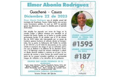 El asesinato de Elmer Abonía Rodríguez se convirtió en el primero de un alcalde en ejercicio en Colombia en los últimos 23 años.