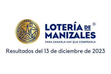 Logo de la Lotería de Manizales. Debajo dice "resultados del 13 de diciembre de 2023"