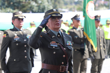 Coronel Yurian Jeannette Romero Murte durante la toma de mando como comandante de la Región 3 de la Policía Nacional.
