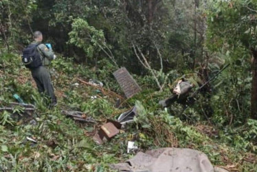 Primeras imágenes del accidente del helicóptero de la Policía que se accidentó entre Támesis y Caramanta (Antioquia).
