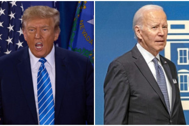 Donald Trump (izquierda), expresidente y precandidato republicano, y Joe Biden, actual mandatario y precandidato demócrata para las próximas elecciones generales de Estados Unidos.