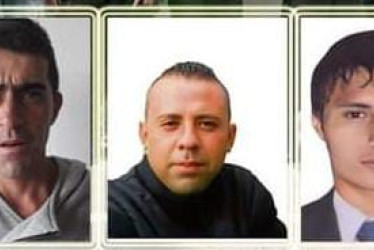 César Augusto Quiceno Duque, Francisco Javier Uribe Ramírez y Esverledy Mauricio González Villada, tres de las cuatro víctimas. 