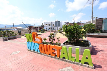 Letrero de Marquetalia en el casco urbano del municipio del oriente de Caldas