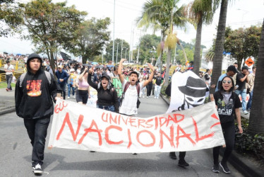 Estudiantes de la Universidad Nacional sede Manizales se movilizaron ayer en horas de la mañana.