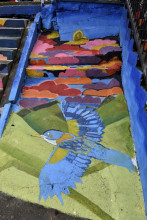 Detalles del mural de las escaleras del barrio Palenque