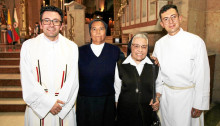 Presbítero Lucas Quintero, Sor Victoria Obando, Sor Leonilde Arias y el seminarista Juan Manuel Rodríguez.
