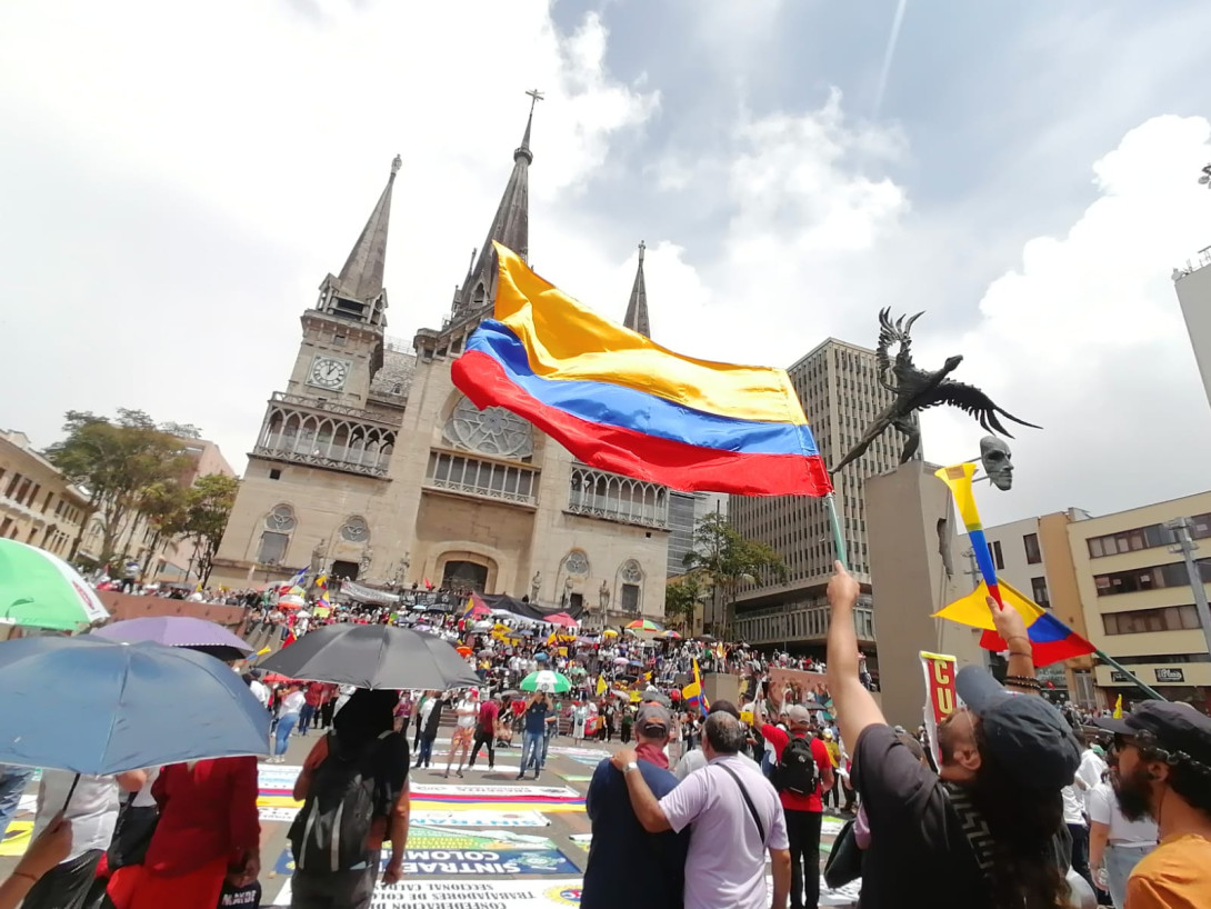 Concentración en la Plaza de Bolívar de Manizales este 1 de mayo.